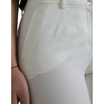Dolce & Gabbana White Wool Mid Waist Tapered Pants PAN75093-38
