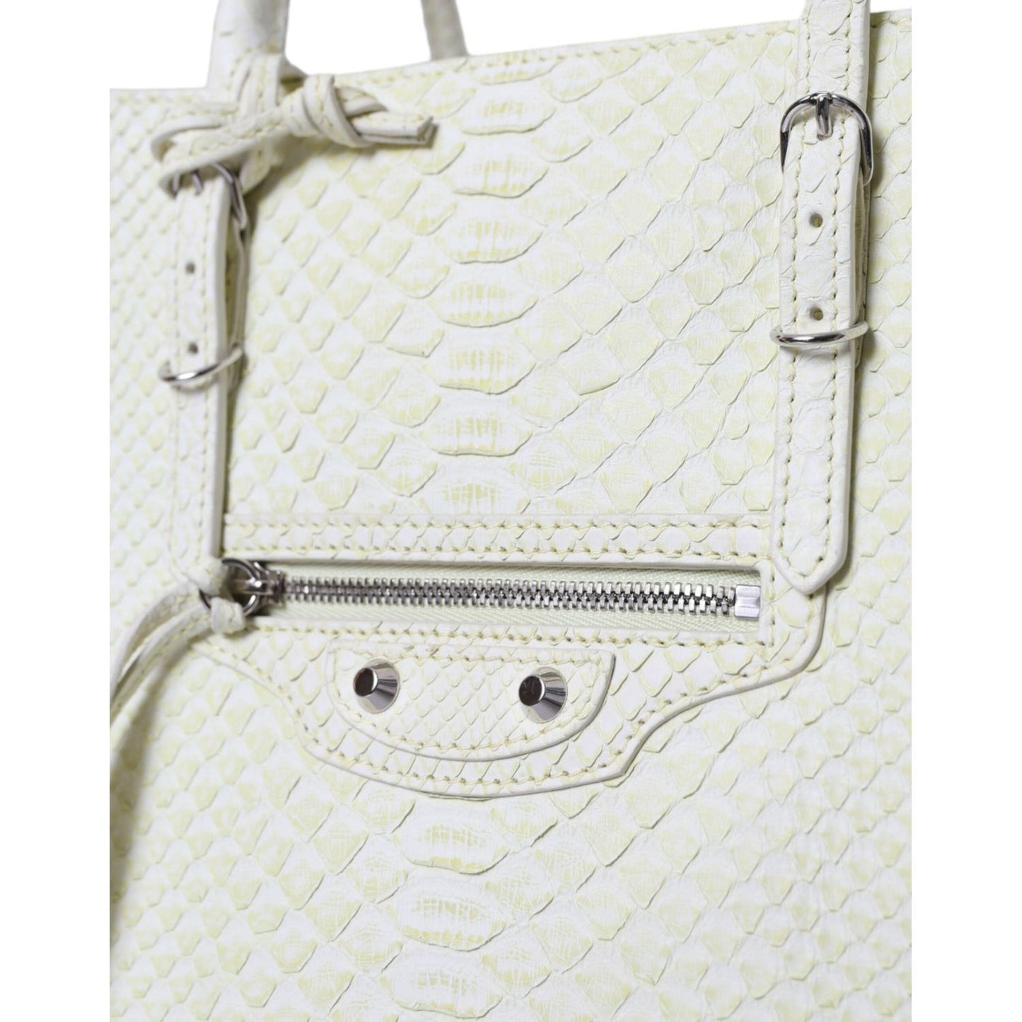 Balenciaga White Yellow Exotic Skin Leather Shopping Tote PAPIER Bag BAG1180