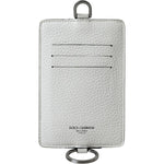 Dolce & Gabbana White Calf Leather Lanyard Logo Card Holder Wallet SMY101288