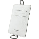 Dolce & Gabbana White Calf Leather Lanyard Logo Card Holder Wallet SMY101288