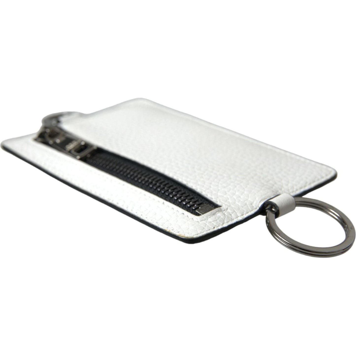 Dolce & Gabbana White Calf Leather Lanyard Logo Card Holder Wallet SMY101288