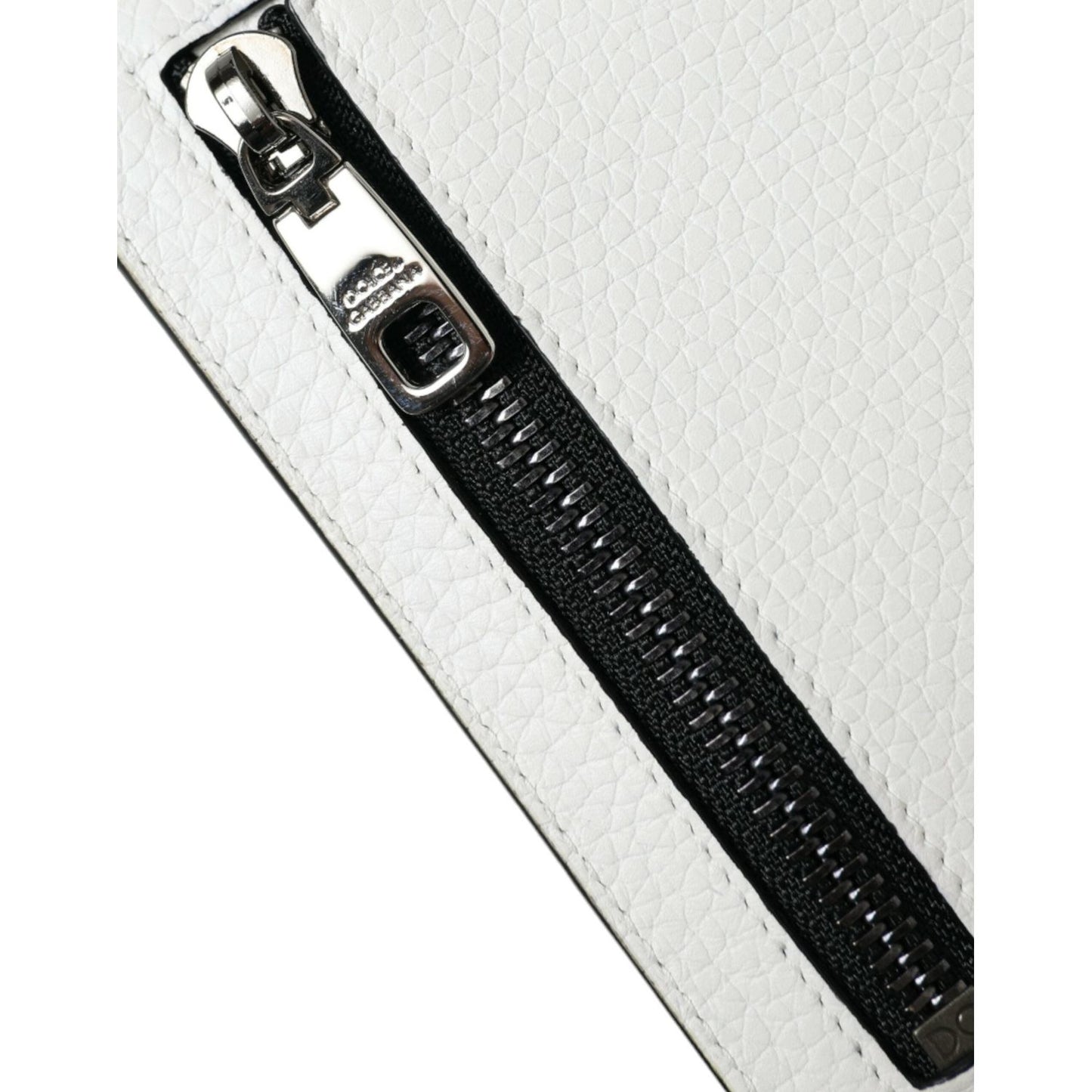 Dolce & Gabbana White Calf Leather Lanyard Logo Card Holder Wallet SMY101288
