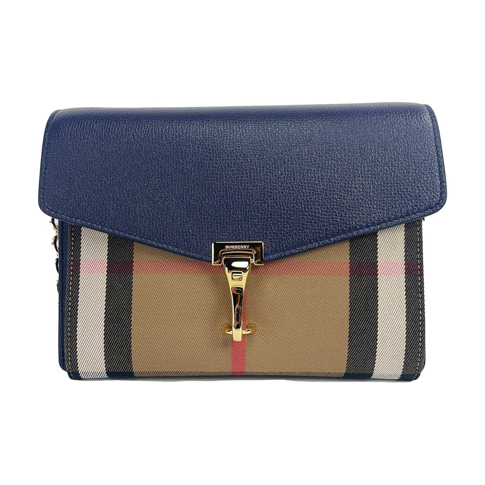 Burberry Macken Small Regency Blue House Check Leather Crossbody Bag 84417