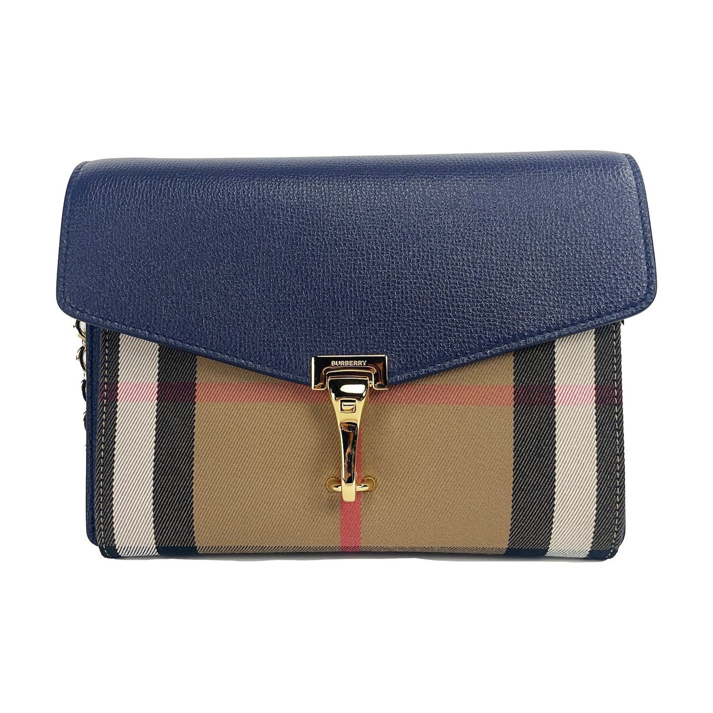 Burberry Macken Small Regency Blue House Check Leather Crossbody Bag 84417