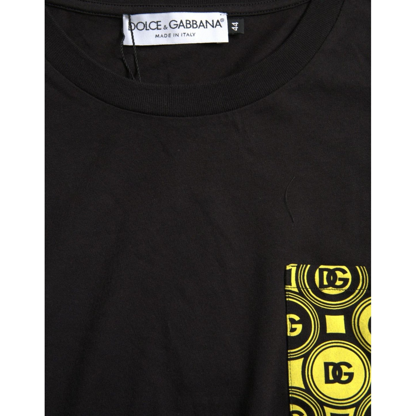 Dolce & Gabbana Black Printed Pocket Cotton Crewneck T-shirt TSH851894-44