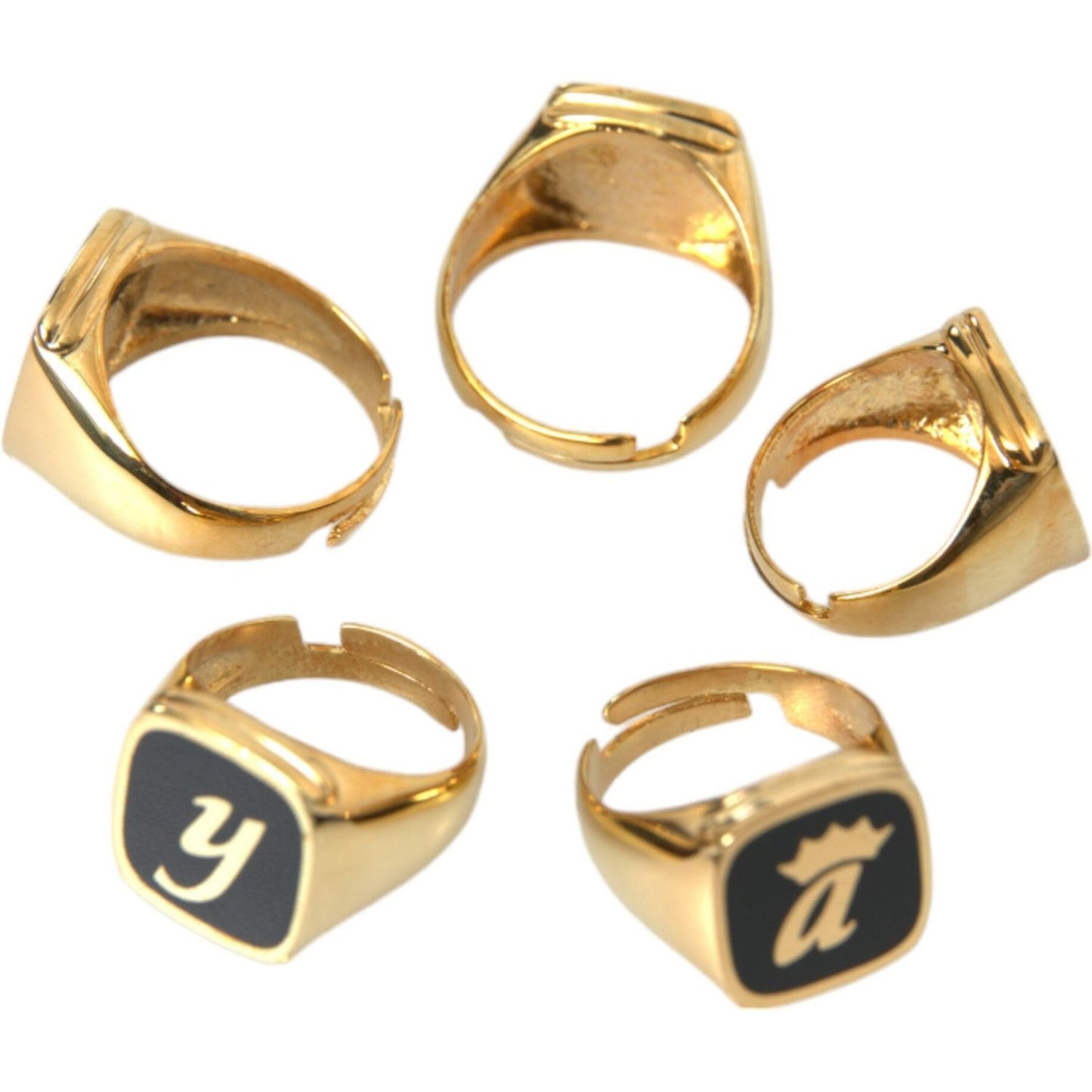 Dolce & Gabbana Gold Brass ROYAL Enamel Set of 5 Ring SMY101388