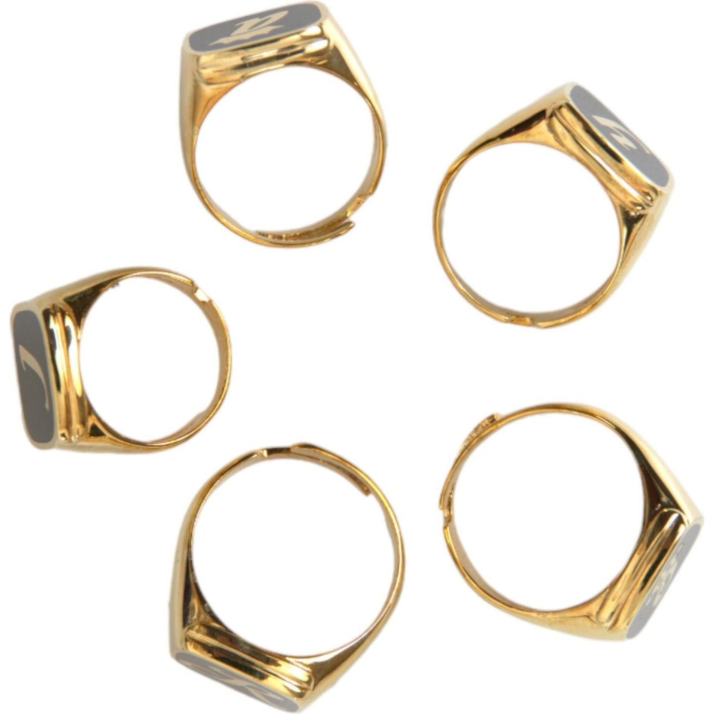 Dolce & Gabbana Gold Brass ROYAL Enamel Set of 5 Ring SMY101388