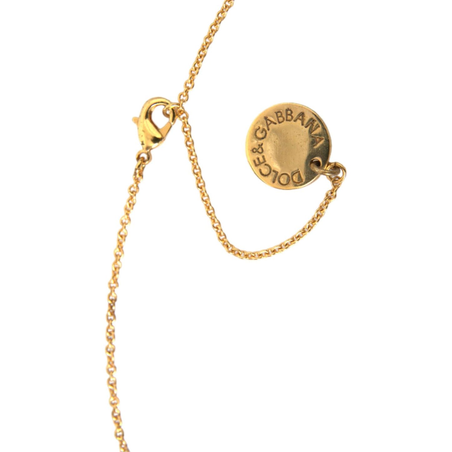 Dolce & Gabbana Gold Brass Chain Dog Heart Pendant Charm Necklace SMY101382