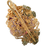 Dolce & Gabbana Gold Brass Floral Crystal Sequined Hair Clip SMY101433