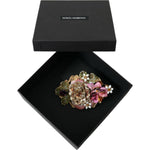 Dolce & Gabbana Gold Brass Floral Crystal Sequined Hair Clip SMY101433