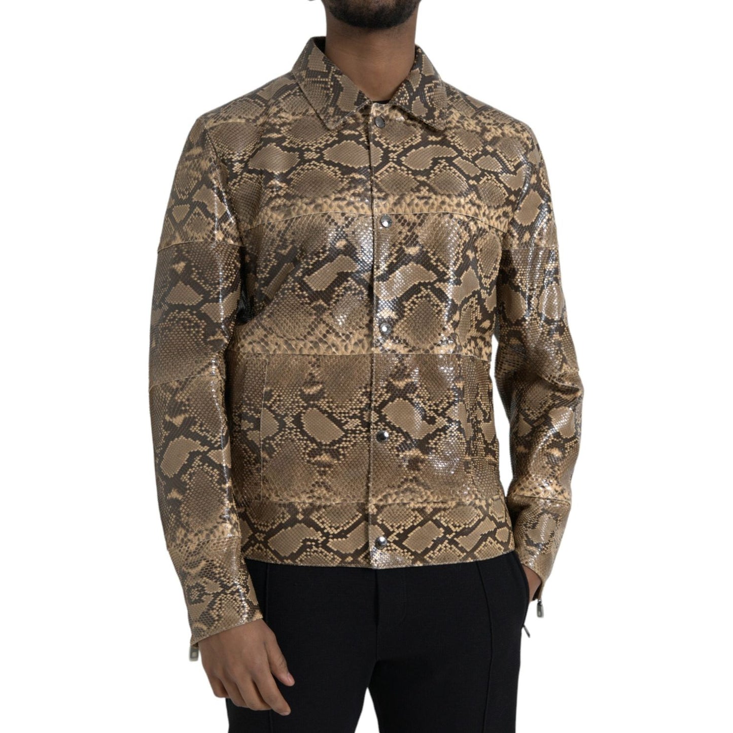Dolce & Gabbana Beige Exotic Leather Biker Blouson Jacket JKT4055-52