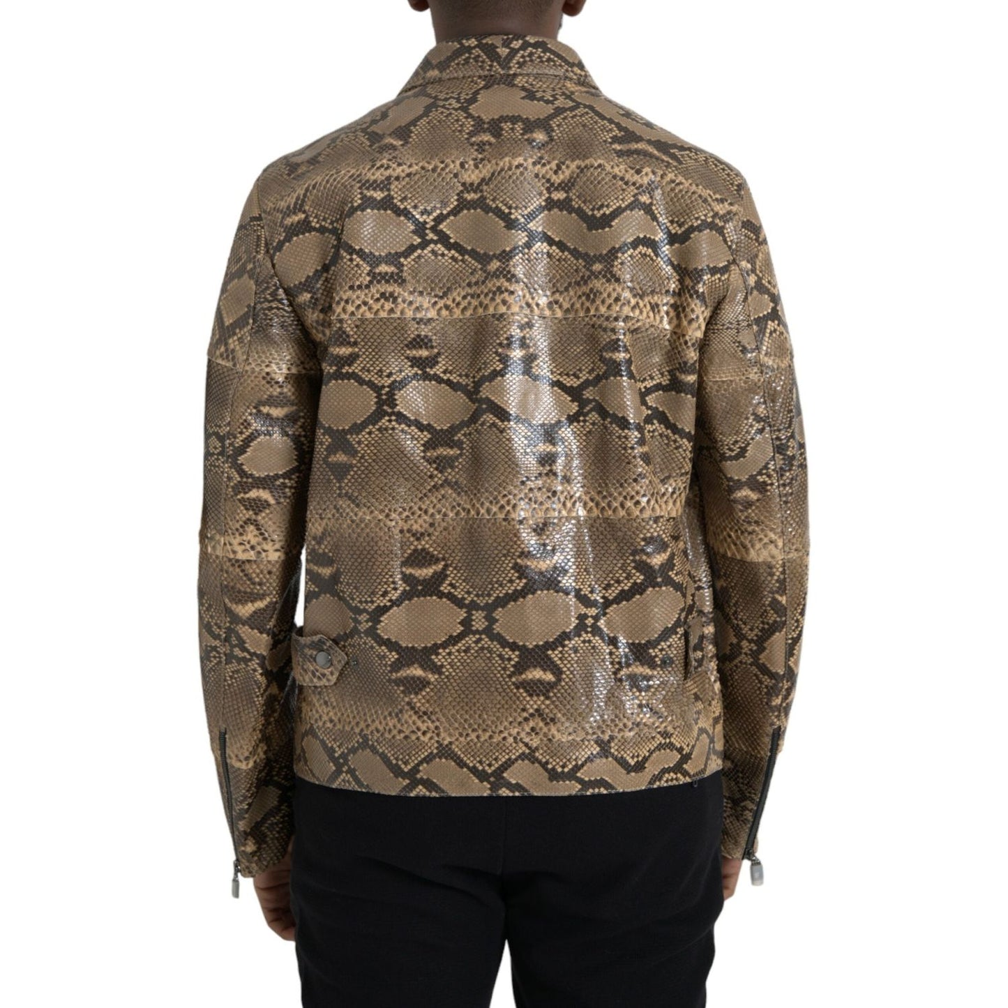 Dolce & Gabbana Beige Exotic Leather Biker Blouson Jacket JKT4055-52