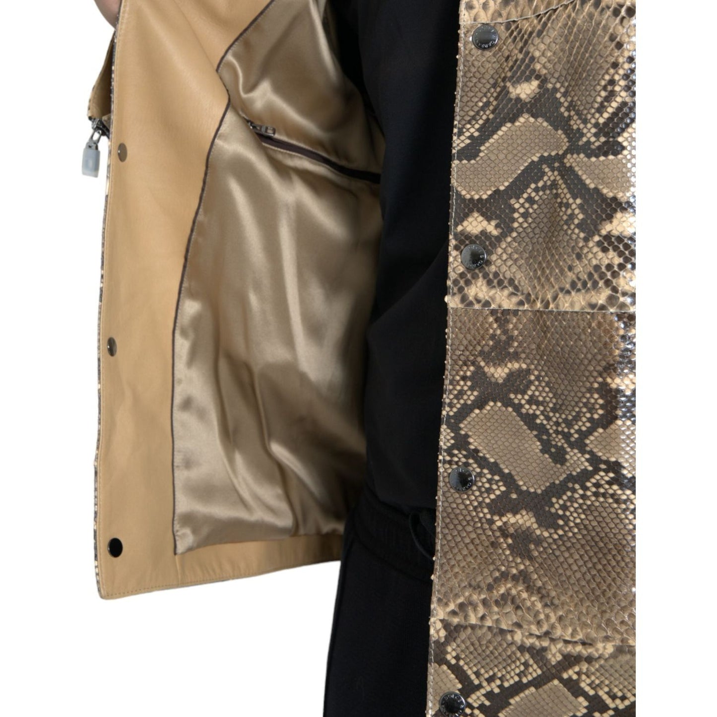 Dolce & Gabbana Beige Exotic Leather Biker Blouson Jacket JKT4055-52