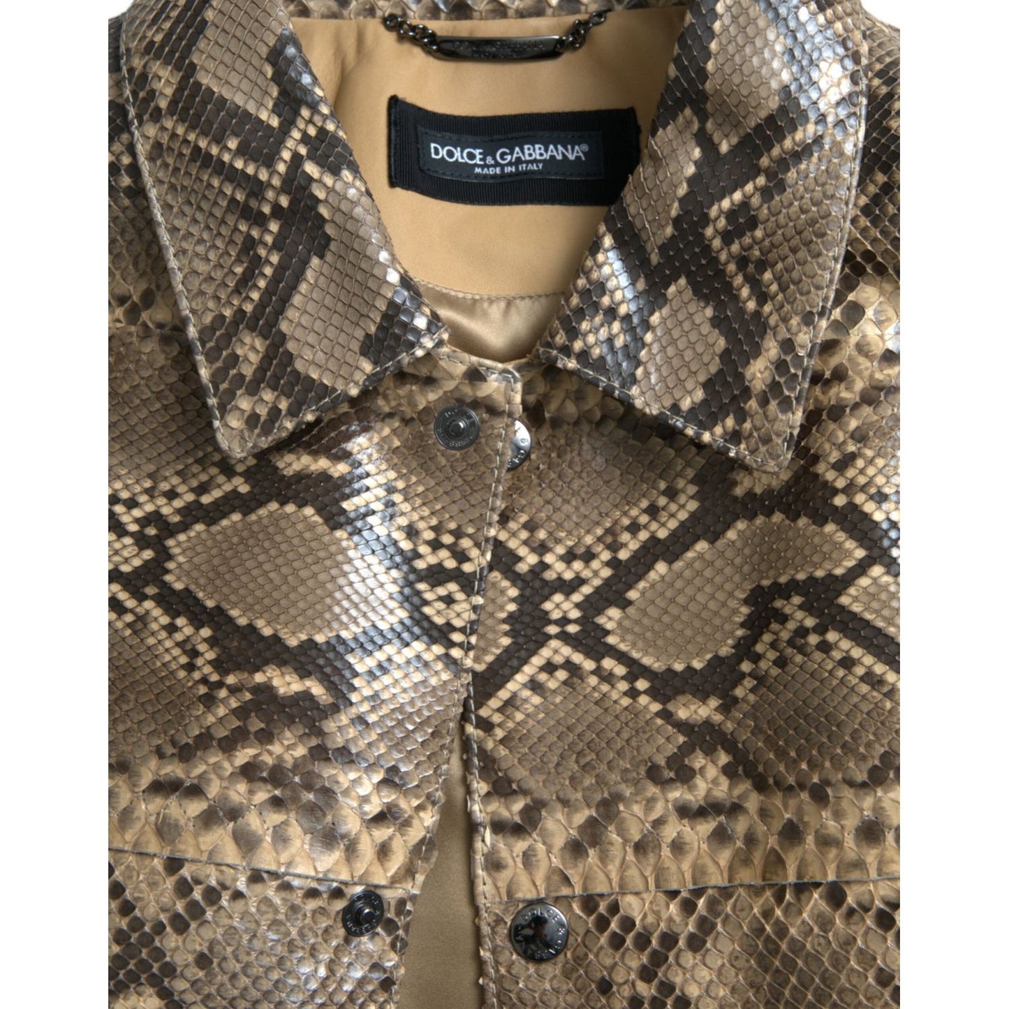 Dolce & Gabbana Beige Exotic Leather Biker Blouson Jacket JKT4055-52