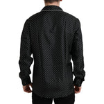 Dolce & Gabbana Black Polka Dot Silk Long Sleeve Shirt TSH84694-40