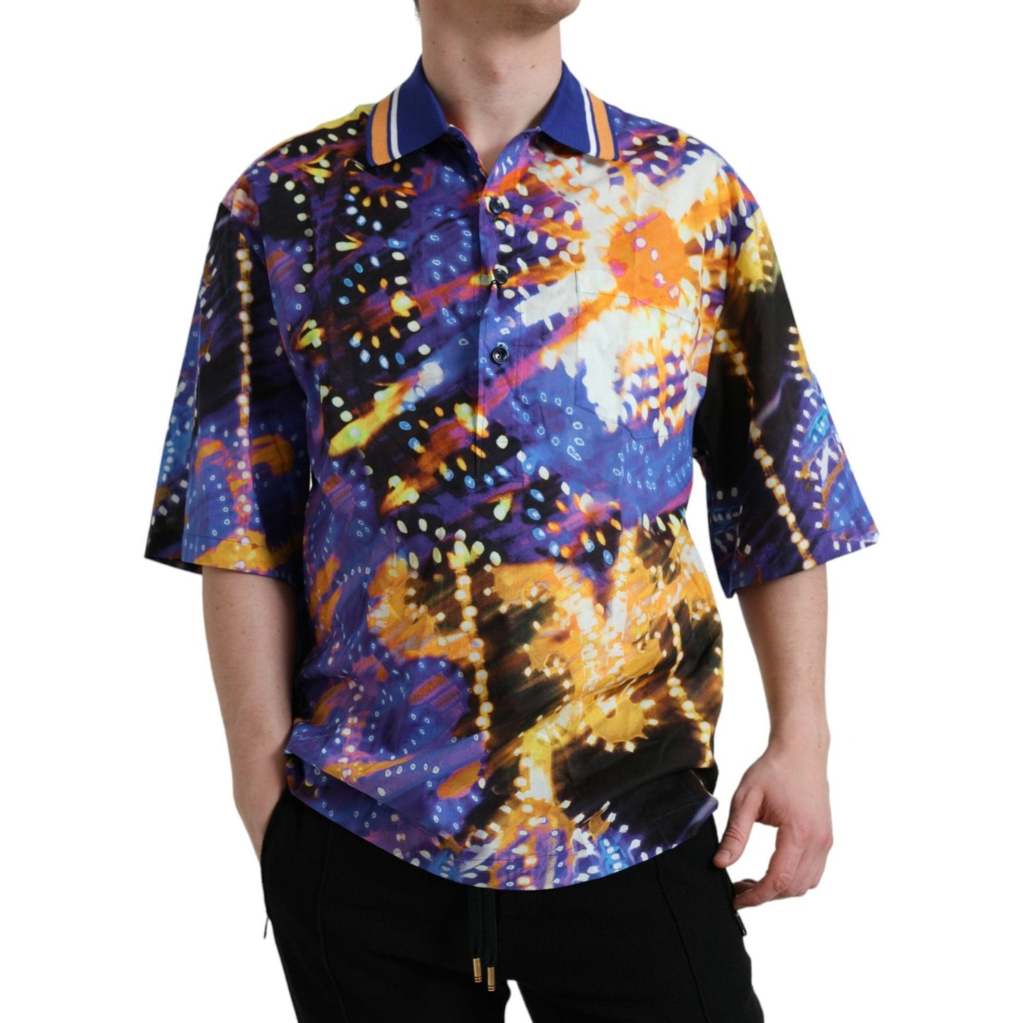 Dolce & Gabbana Multicolor Luminarie Print Cotton Casual Shirt TSH84696-45