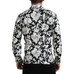 Dolce & Gabbana Black White Floral Button Down Casual Shirt TSH84697-37