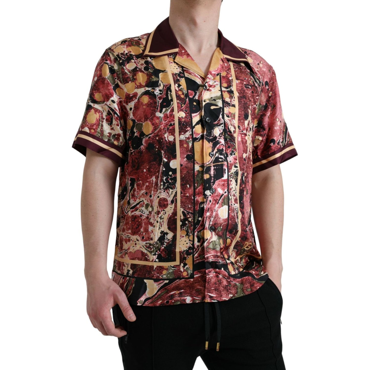 Dolce & Gabbana Multicolor Button Down Silk Shirt TSH84714-39