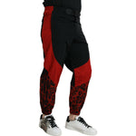Dolce & Gabbana Black Red Leopard Print Nylon Jogger Pants PAN75019-58