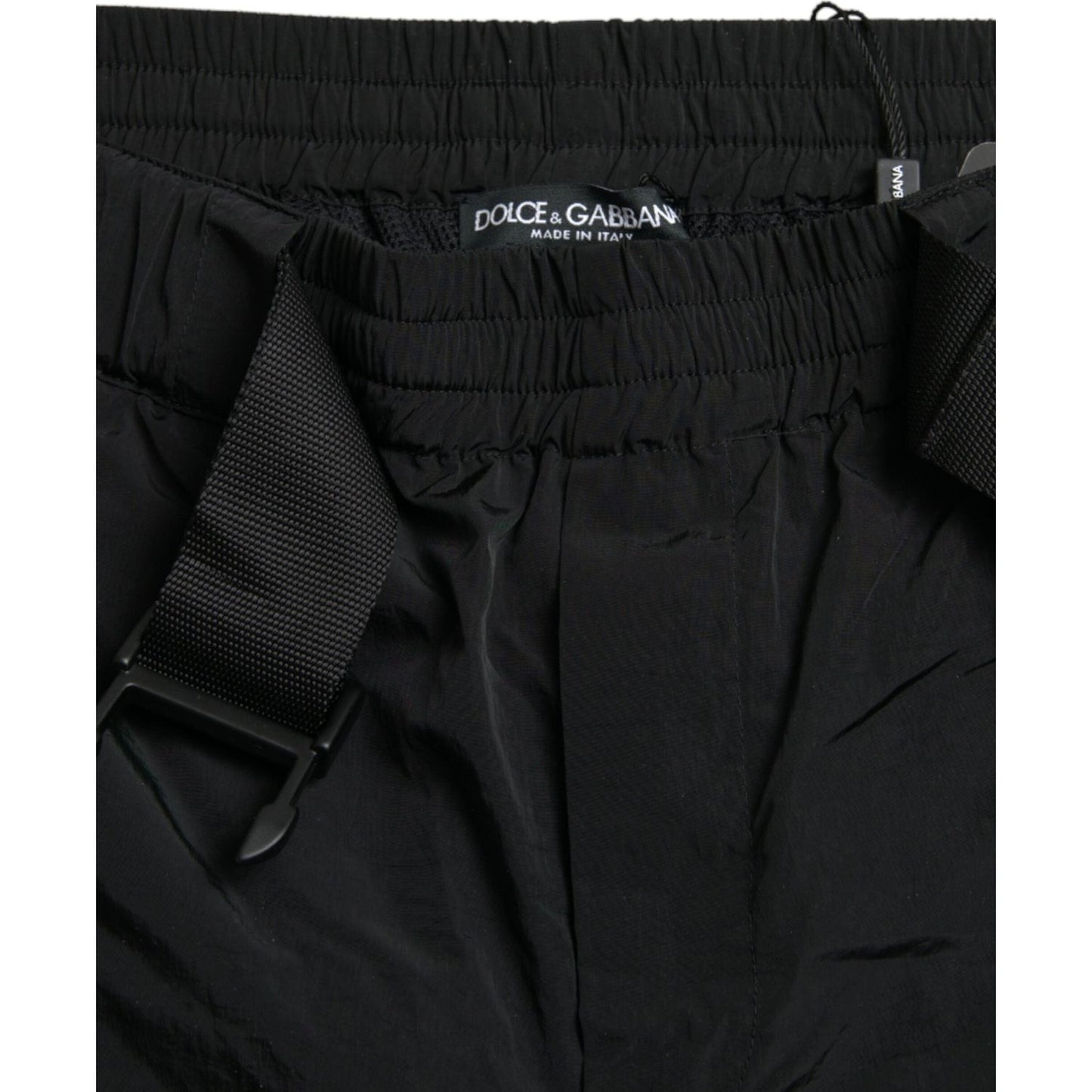 Dolce & Gabbana Black Red Leopard Print Nylon Jogger Pants PAN75019-58