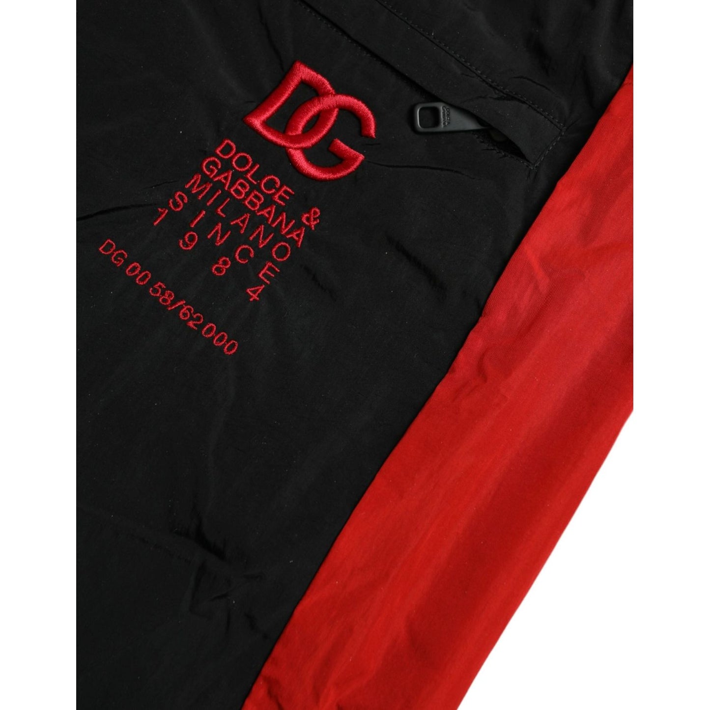 Dolce & Gabbana Black Red Leopard Print Nylon Jogger Pants PAN75019-58