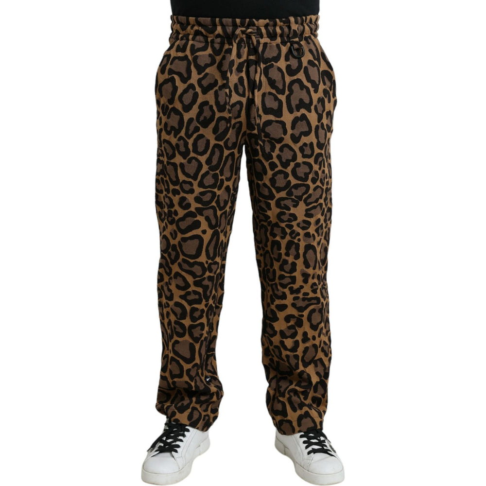 Dolce & Gabbana Brown Leopard Print Polyester Jogger Pants PAN75022-54