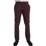 Dolce & Gabbana Maroon Wool Men Slim Fit Dress Pants PAN75293-48