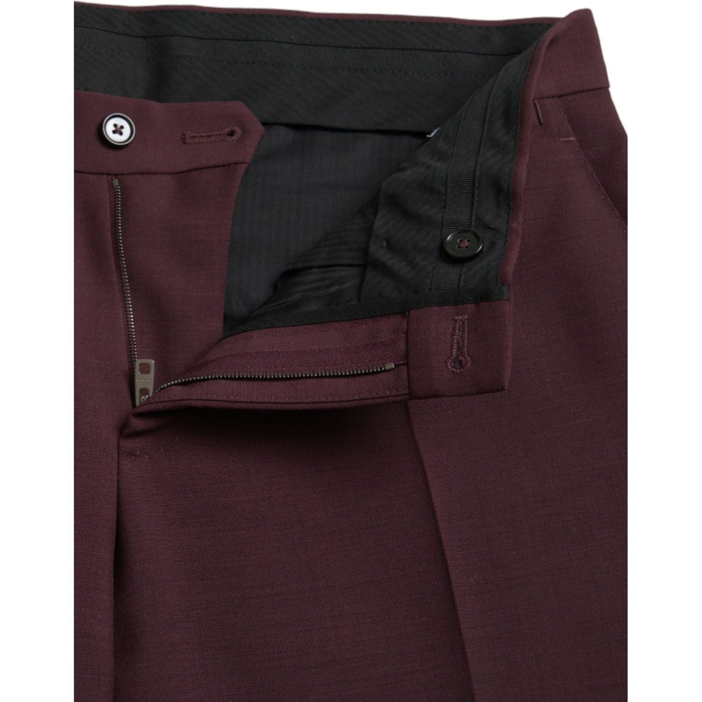 Dolce & Gabbana Maroon Wool Men Slim Fit Dress Pants PAN75293-48