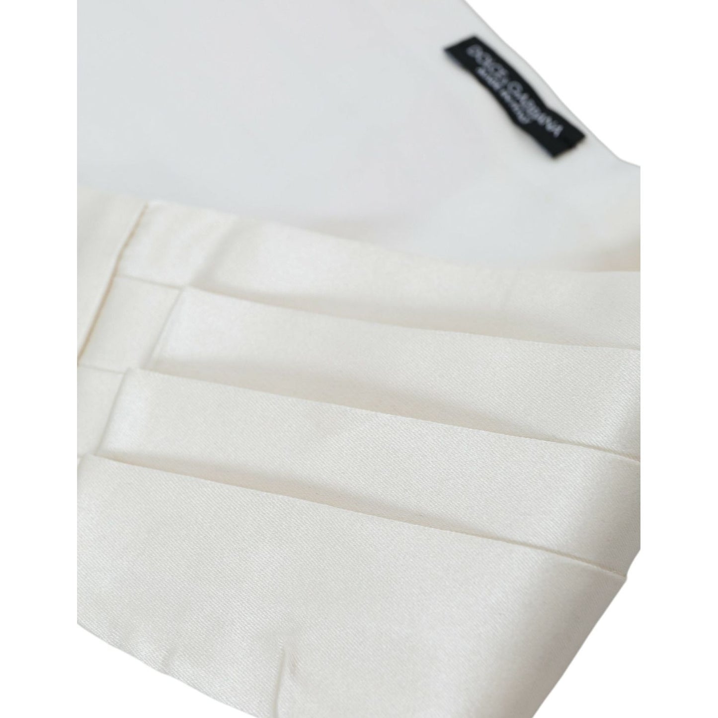 Dolce & Gabbana White Men Wide Waist Silk Belt Cummerbund BEL9157-48