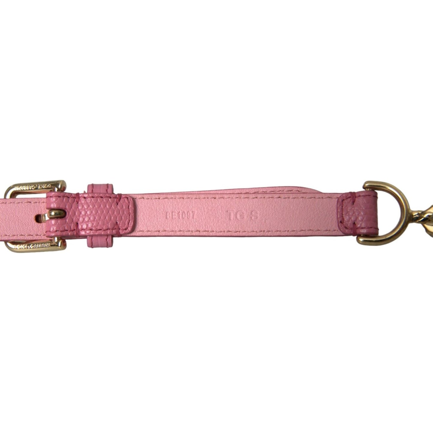 Dolce & Gabbana Pink Leather Crystal Chain Embellished Belt WMB314-85-M