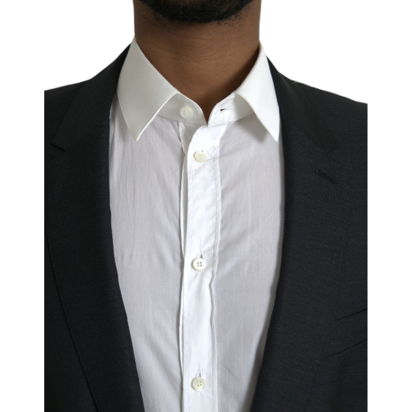Dolce & Gabbana Black Wool Notch SingleBreasted Coat Blazer JKT4017-54