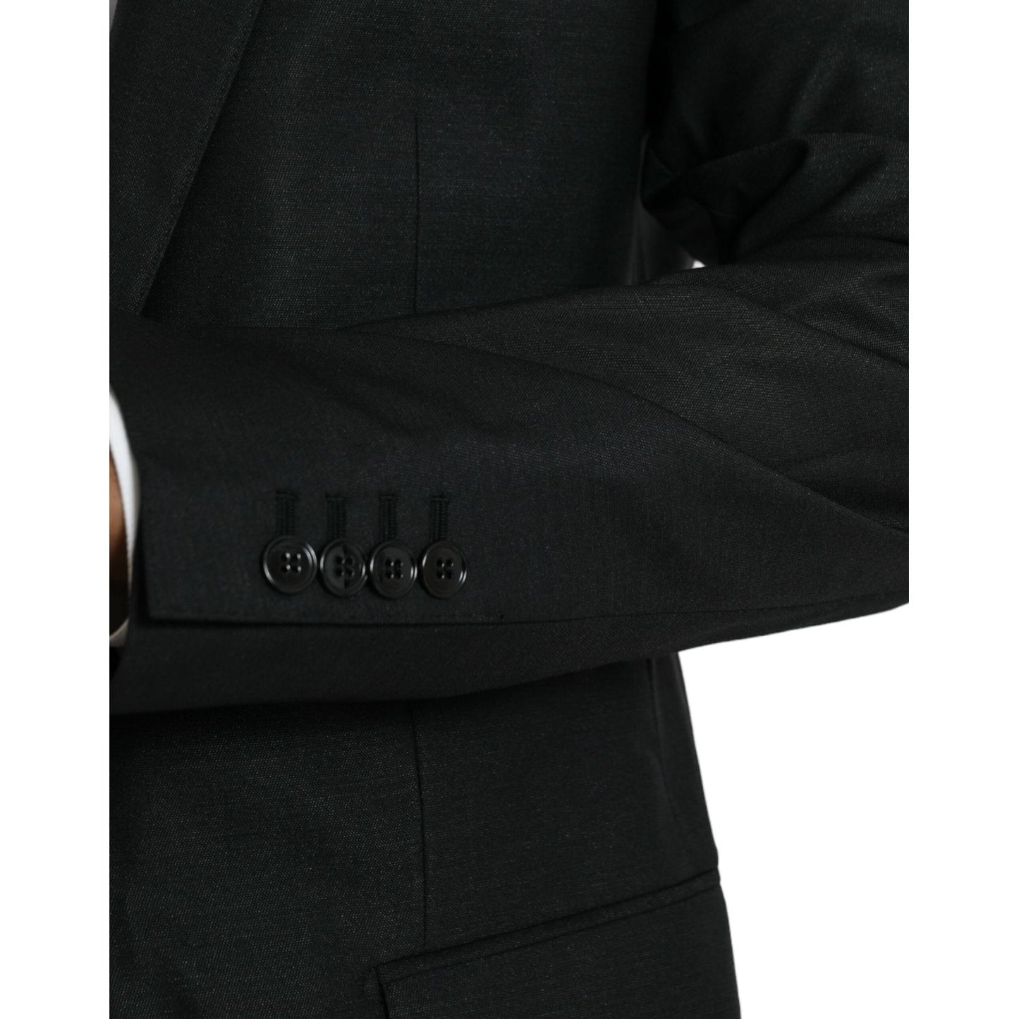 Dolce & Gabbana Black Wool Notch SingleBreasted Coat Blazer JKT4017-54