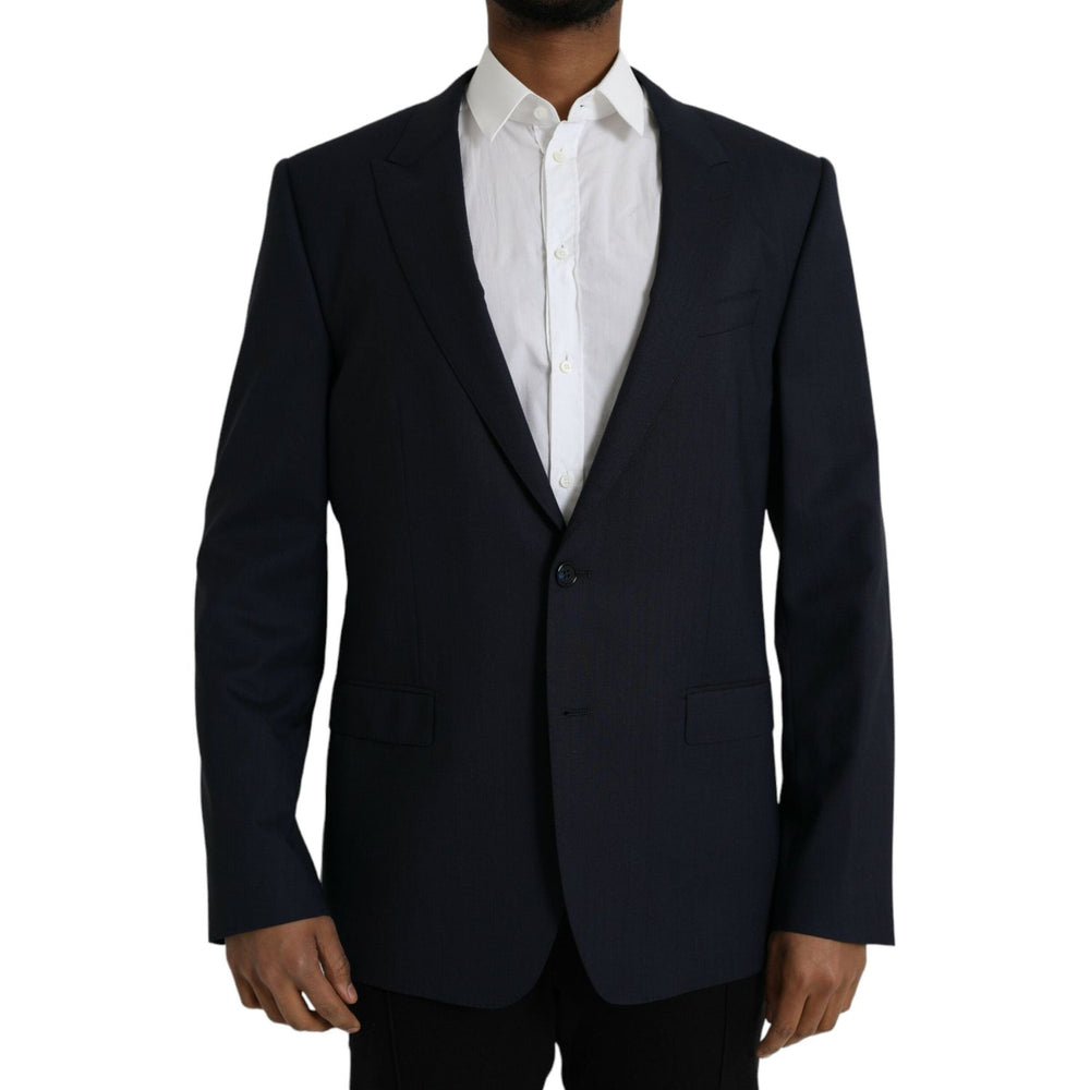 Dolce & Gabbana Dark Blue Wool Single Breasted Coat Blazer JKT4019-54