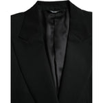 Dolce & Gabbana Black Wool Peak Single Breasted Coat Blazer JKT4024-48