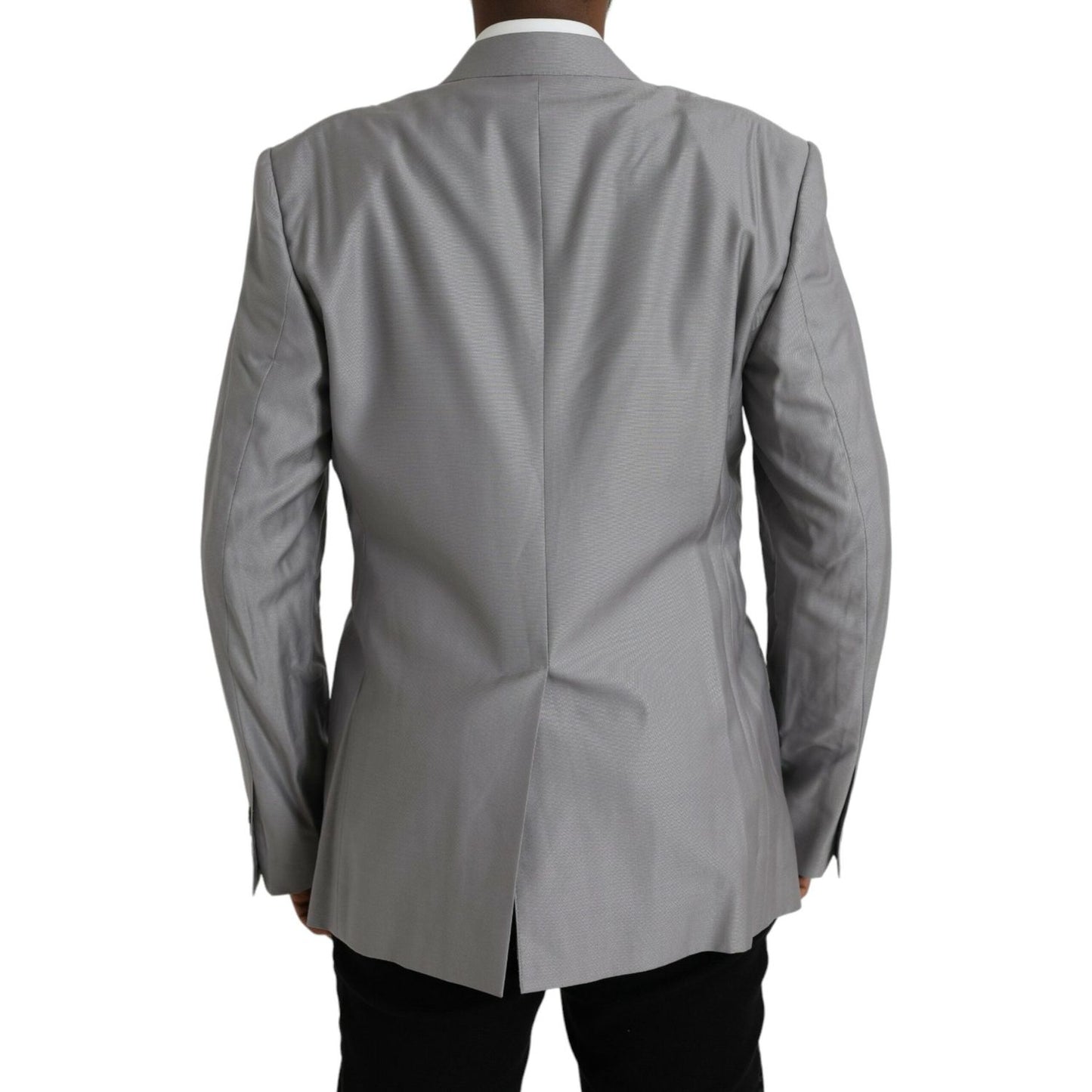 Dolce & Gabbana Gray Wool Peak Single Breasted Coat Blazer JKT4028-54