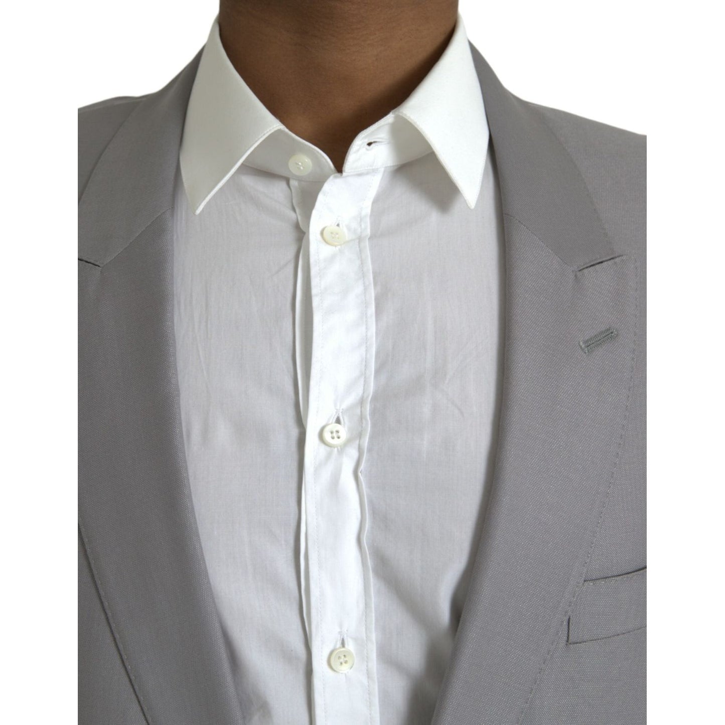 Dolce & Gabbana Gray Wool Peak Single Breasted Coat Blazer JKT4028-54