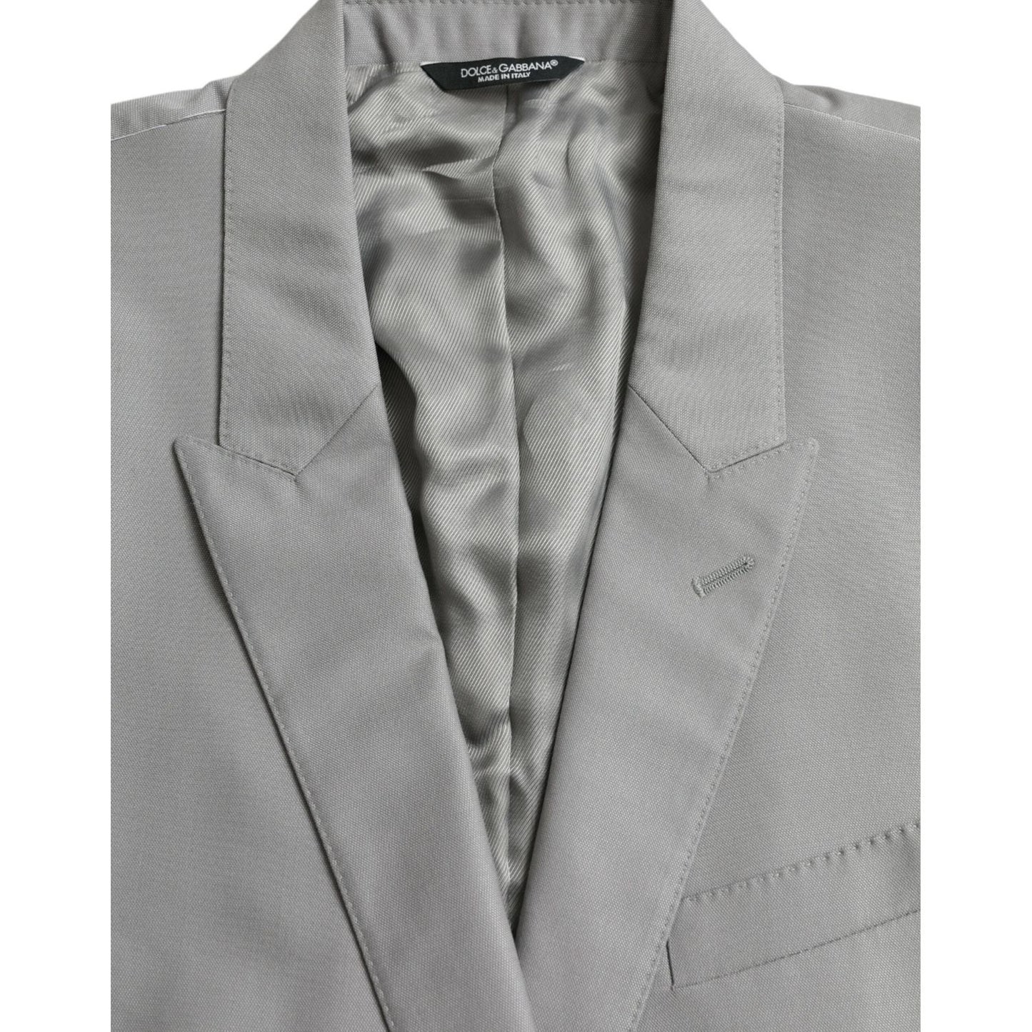 Dolce & Gabbana Gray Wool Peak Single Breasted Coat Blazer JKT4028-54