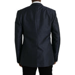 Dolce & Gabbana Blue Wool GOLD Single Breasted Coat Blazer JKT4031-56