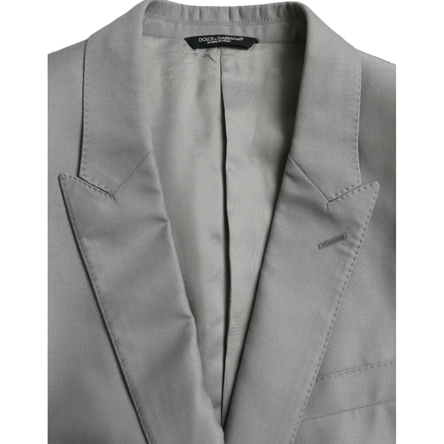 Dolce & Gabbana Gray Wool Peak Single Breasted Coat Blazer JKT4037-52