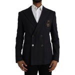 Dolce & Gabbana Dark Blue Crown Bee Double Breasted Blazer JKT4039-48