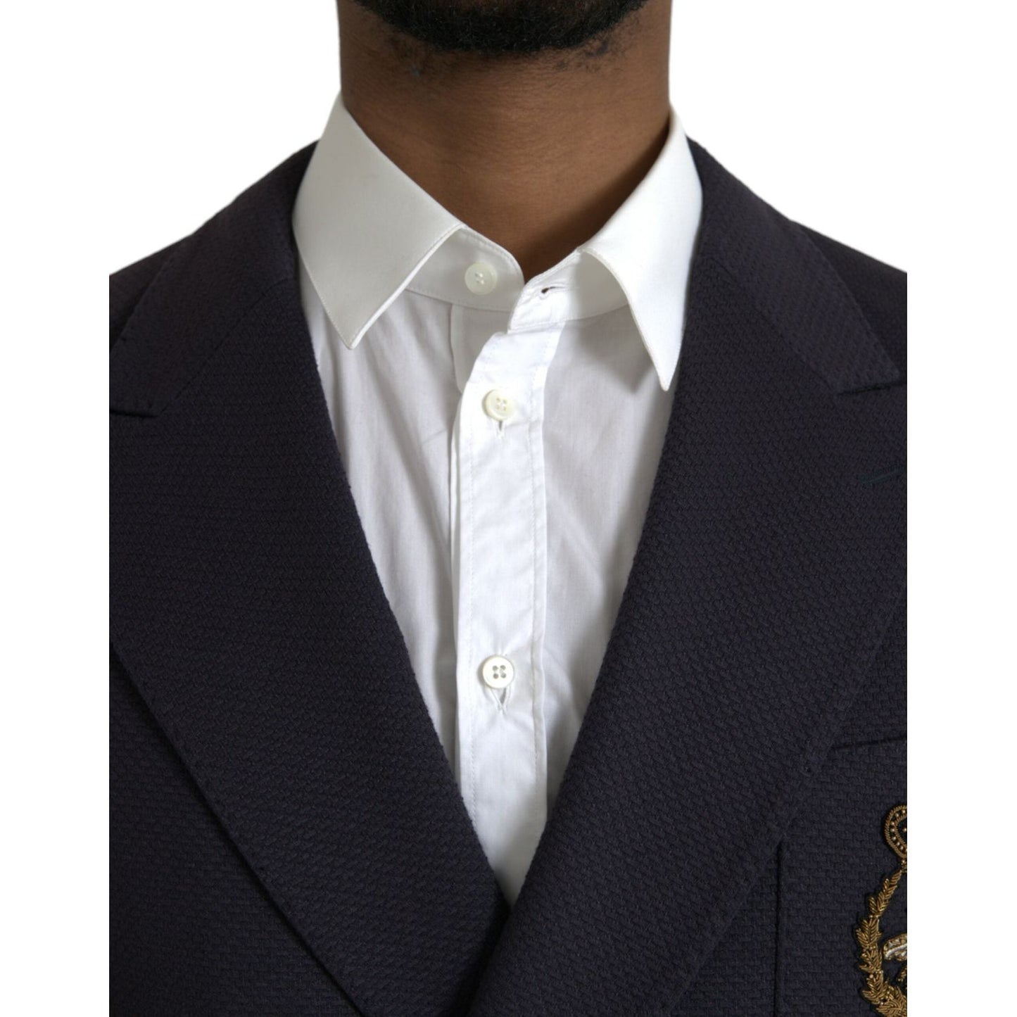 Dolce & Gabbana Dark Blue Crown Bee Double Breasted Blazer JKT4039-48
