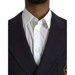 Dolce & Gabbana Dark Blue Crown Bee Double Breasted Blazer JKT4039-48