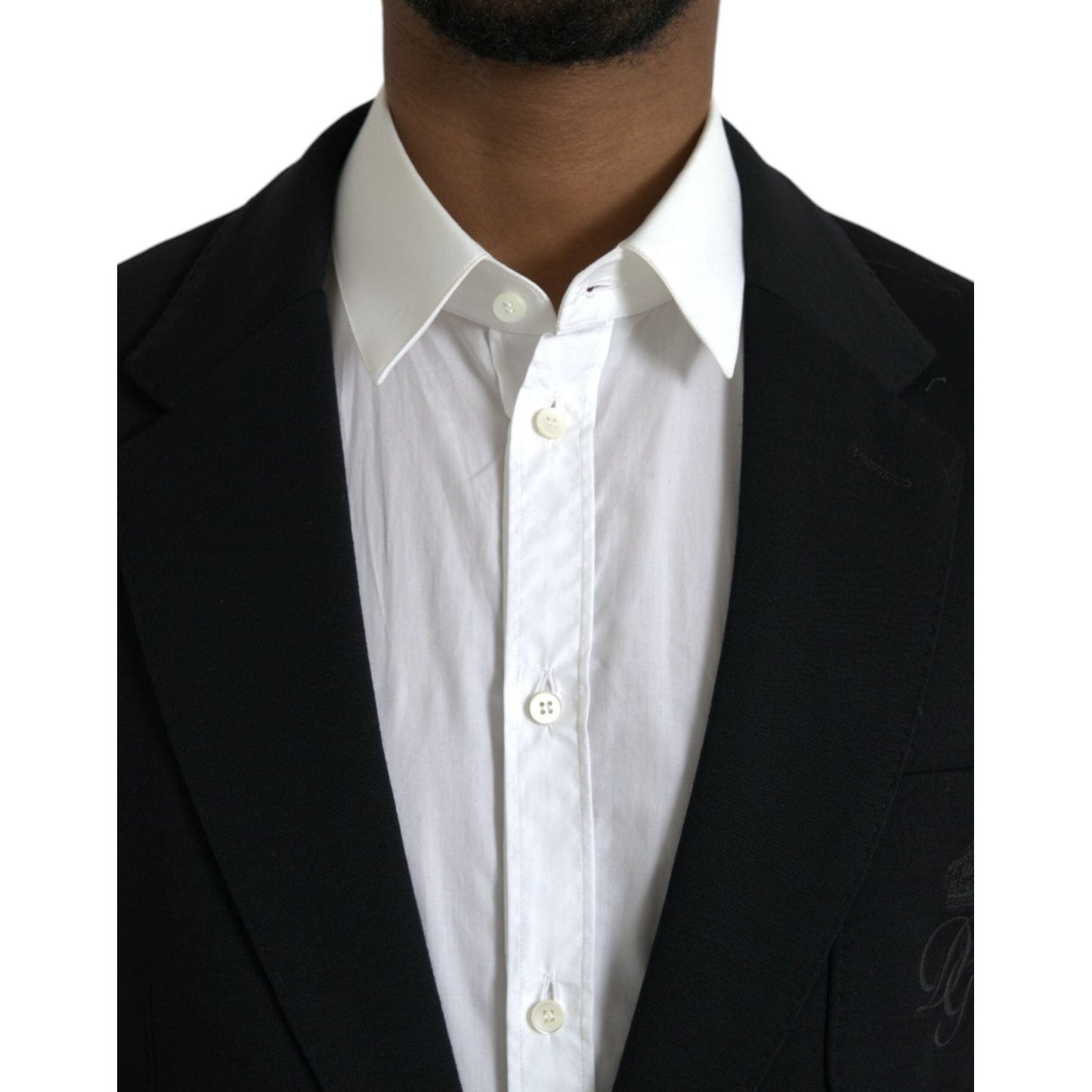 Dolce & Gabbana Black Wool Notch Single Breasted Coat Blazer JKT4042-50