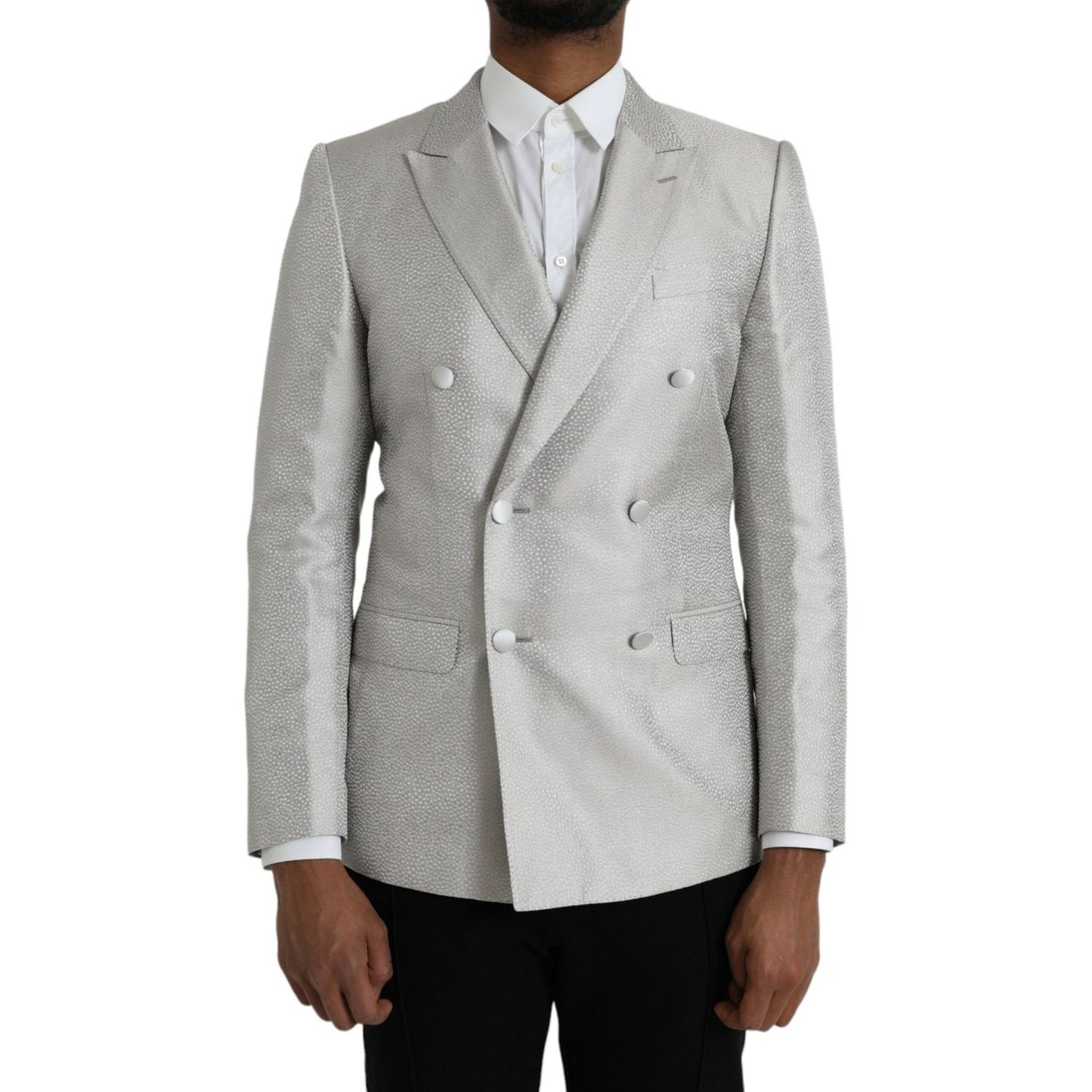 Dolce & Gabbana Off White MARTINI Double Breasted Coat Blazer JKT4043-46