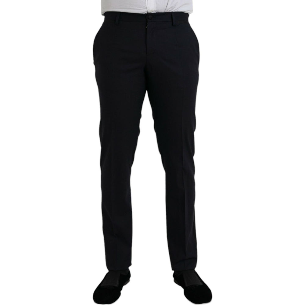 Dolce & Gabbana Dark Blue Wool Slim Fit Formal Pants PAN75303-48
