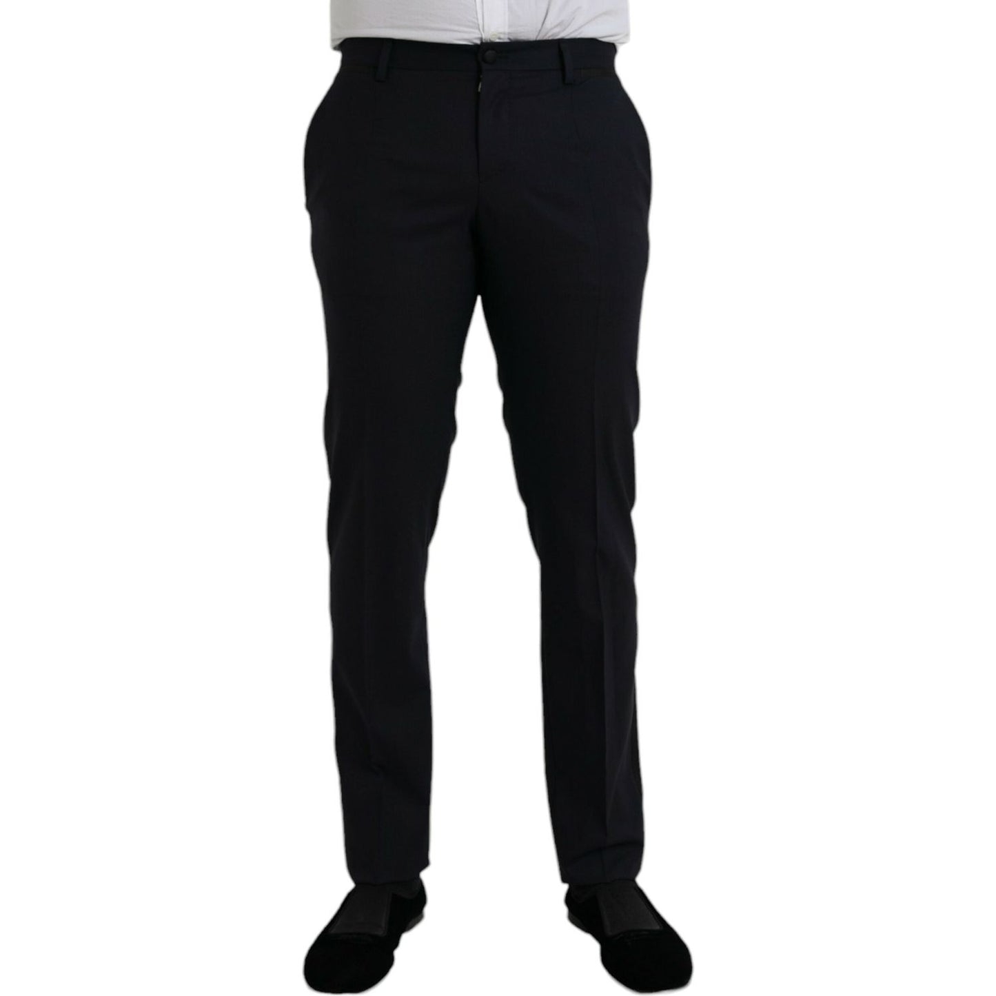 Dolce & Gabbana Dark Blue Wool Slim Fit Formal Pants PAN75303-48