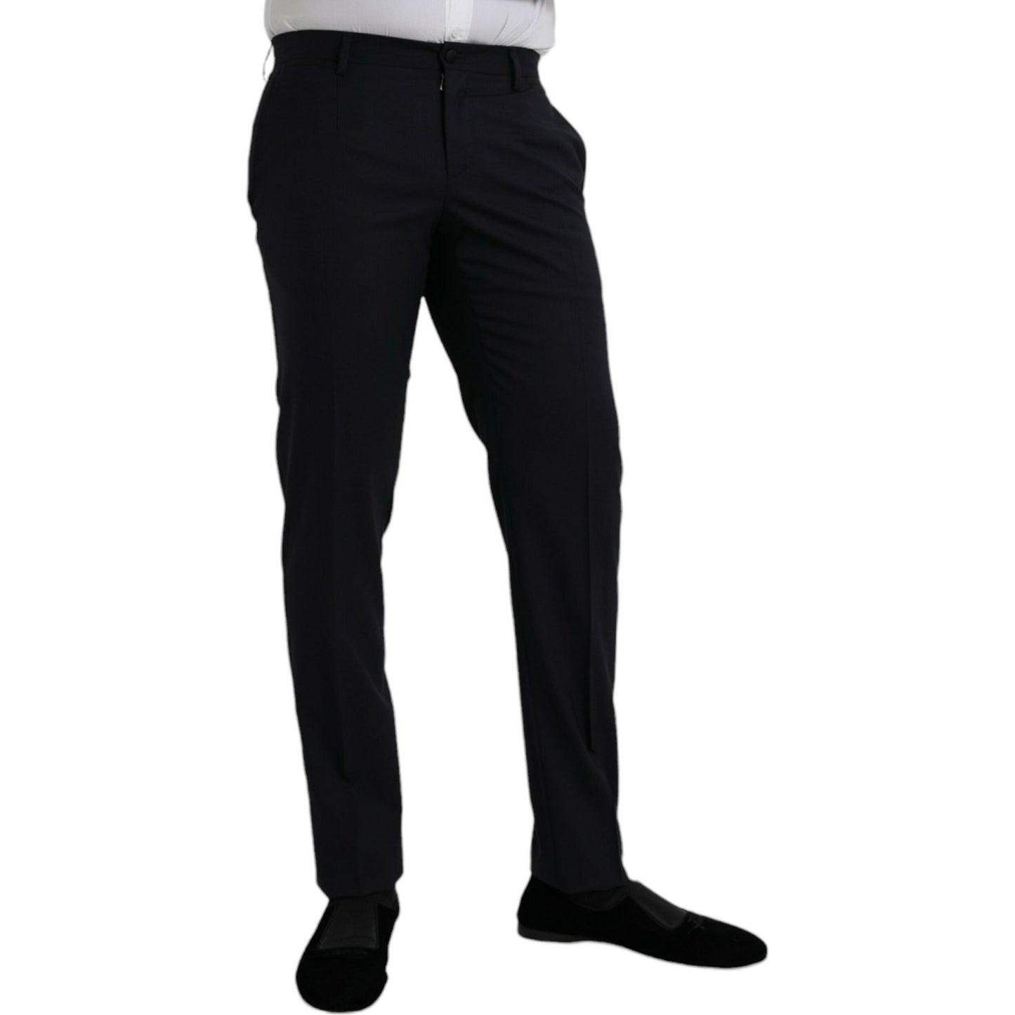 Dolce & Gabbana Dark Blue Wool Slim Fit Formal Pants PAN75303-48