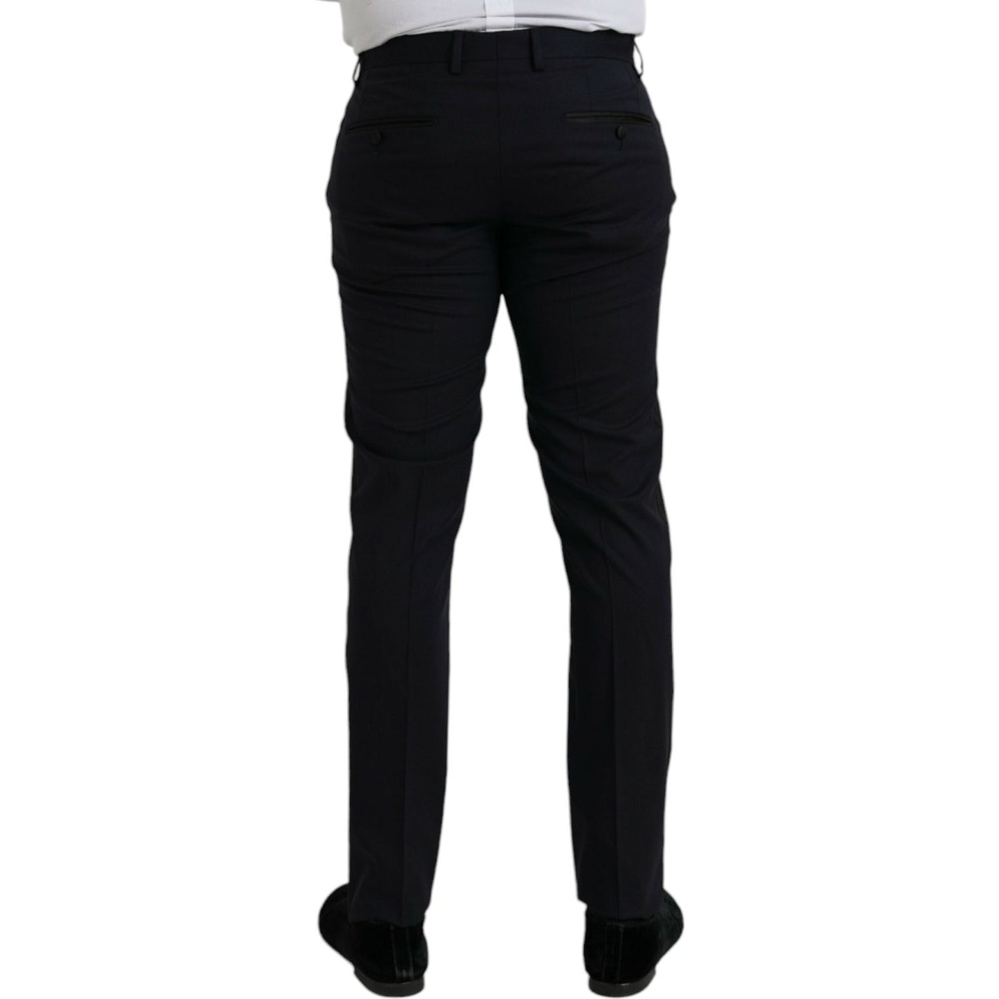 Dolce & Gabbana Dark Blue Wool Slim Fit Formal Pants PAN75303-48