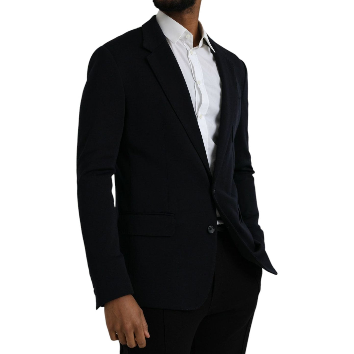 Dolce & Gabbana Black Wool Single Breasted Coat Blazer KOS2243-44