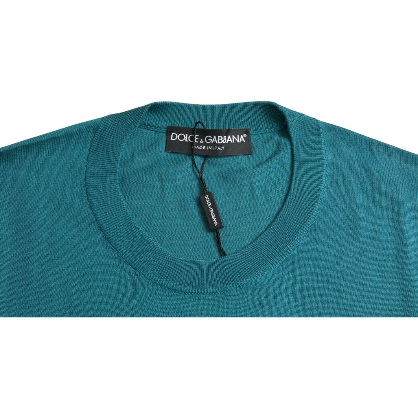 Dolce & Gabbana Dark Green Silk Crew Neck Pullover Sweater TSH84552-46